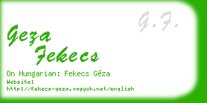 geza fekecs business card